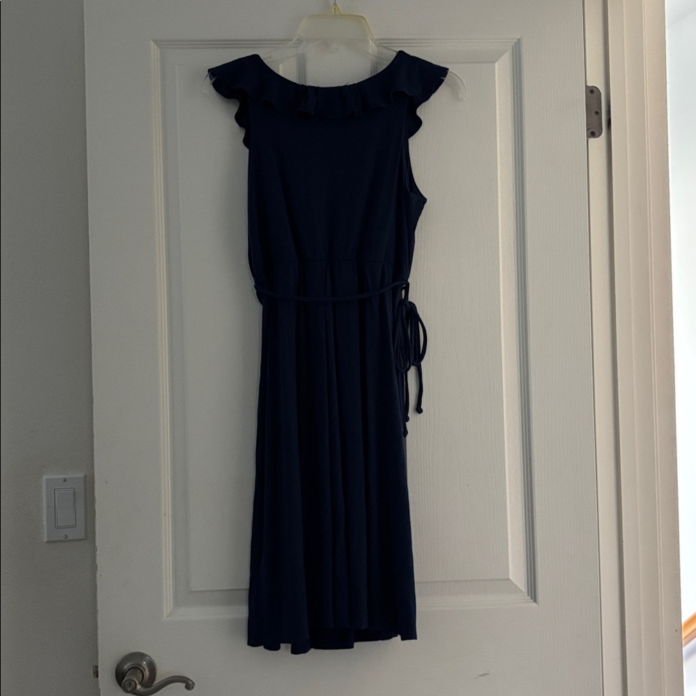 New York & Company Blue Stretch Ruffle Dress Sz. XS
